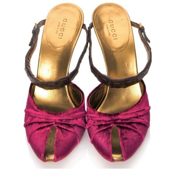 Tom Ford for Gucci Velvet & Crocodile Heels - Picture 2 of 10